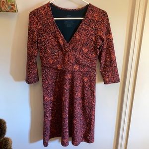 Patagonia 3/4 sleeve V-neck dress, flower, small